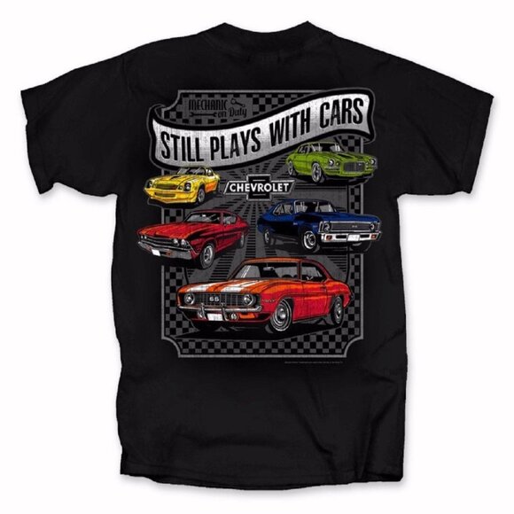 Chevy Chevrolet Camaro Still Plays with Cars Short Sleeve T-Shirt NEW Fast Ship - Picture 1 of 6